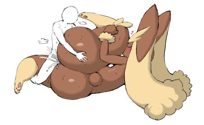 &lt;3 2023 absurd_res anthro big_butt big_ears biped blush bodily_fluids brown_body brown_fur butt butt_hug butt_squish cum cum_inside digital_media_(artwork) duo ejaculation eyes_closed faceless_character faceless_human faceless_male female ferretidk floppy_ears fur generation_4_pokemon genital_fluids hand_on_butt hi_res hindpaw holding_leg huge_butt huge_hips human interspecies larger_anthro larger_female larger_penetrated looking_pleasured lop_ears lopunny lying male male/female mammal multicolored_body multicolored_fur musk musk_clouds nintendo nude on_side pawpads paws penetration pokemon pokemon_(species) pokephilia raised_leg scut_tail sex short_tail simple_background size_difference smaller_human smaller_male squish sweat t_square_position tail tan_body tan_fur thick_thighs thrusting two_tone_body two_tone_fur white_background