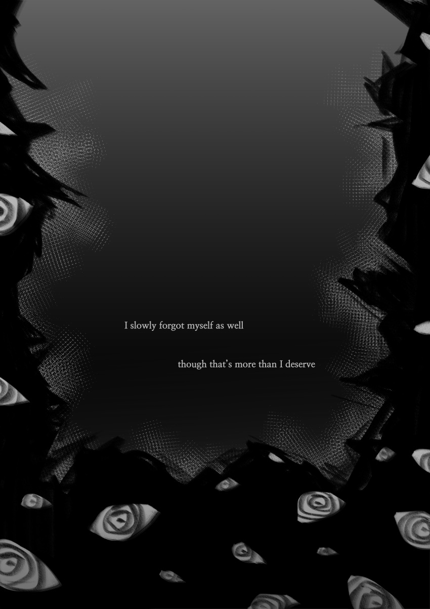 abstraction_(the_amazing_digital_circus) absurd_res ambiguous_gender black_pupils comic dnrlrl english_text glitch_productions group hi_res monochrome multi_eye pupils text the_amazing_digital_circus