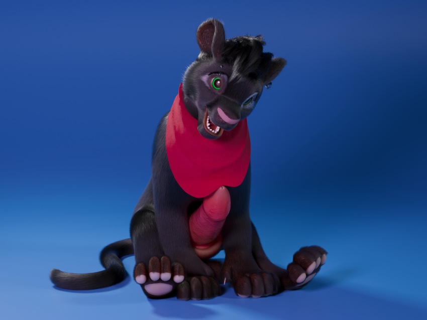 3d_(artwork) 4_toes animal_genitalia animal_penis barefoot big_penis black_eyebrows black_hair black_head black_legs black_paws black_pupils blue_background clothed clothed_feral clothed_male clothing dark_body dark_foreskin dark_fur dark_head dark_legs dark_paws dark_tail digital_media_(artwork) disney ears_up eyebrows feet felid felidae feline_genitalia feline_penis feral fluffy foreskin fur genitals glans green_eyes grey_ears hair happy hi_res male mammal maya_(software) monotone_body monotone_clothing monotone_head monotone_pawpads monotone_paws monotone_tail nude open_mouth panthera pantherine paws penis piercing pink_glans pink_nose pink_penis pupils realistic realistic_feral realistic_fur red_penis scimunk shads simple_background sitting sitting_on_ground smile solo tail tail_down teeth the_lion_king toes