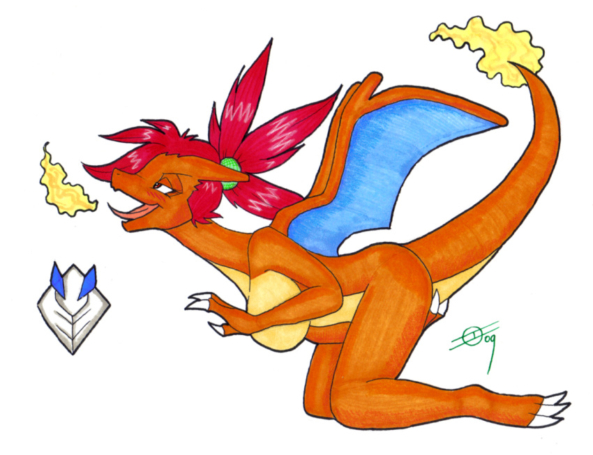 3_fingers 3_toes accessory after_transformation alternate_species anthro aroused aroused_face aroused_smile big_breasts blue_wings blush breasts breath_powers charizard claws dragon elemental_manipulation emblem enjoying fangs feet female fingers fire fire_breathing fire_manipulation flannery_(pokemon) generation_1_pokemon generation_2_pokemon gym_leader hair hair_accessory hairband horn ivanks kneeling legendary_pokemon lizard long_hair looking_ahead lugia masturbation membrane_(anatomy) membranous_wings nintendo non-mammal_breasts nude open_mouth orange_body orange_scales pokemon pokemon_(species) ponytail red_eyes red_hair reptile scales scalie side_view simple_background smile solo tail tan_body tan_scales teeth toe_claws toes tongue tongue_out white_background wings