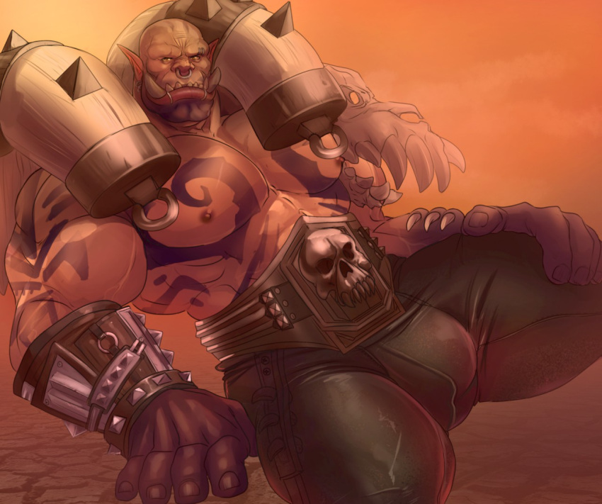 benzy_(artist) biceps blizzard_entertainment duo fangs garrosh_hellscream humanoid humanoid_pointy_ears male muscular muscular_humanoid muscular_male nipples orc pecs tattoo teeth vein veiny_muscles warcraft