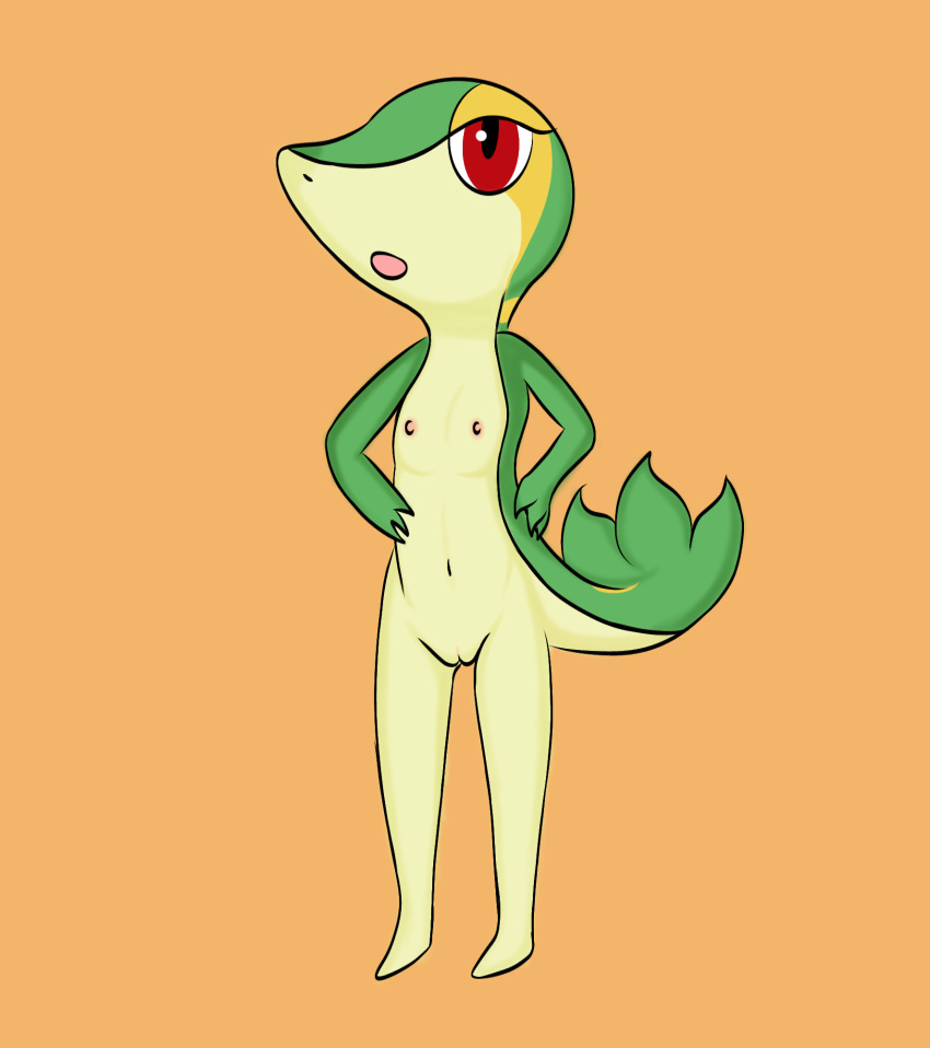 anthro female female/female generation_5_pokemon hi_res humanoid nintendo nude pokemon pokemon_(species) reptile riverxa scalie snake snivy solo