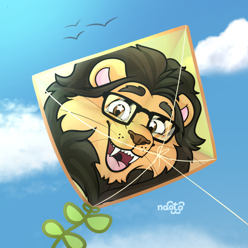 agosto animal_humanoid anthro cloud cometa eyewear felid felid_humanoid glasses hi_res humanoid kite lion lion_humanoid male mammal mammal_humanoid naoto pantherine pantherine_humanoid sky solo summer sunny wind