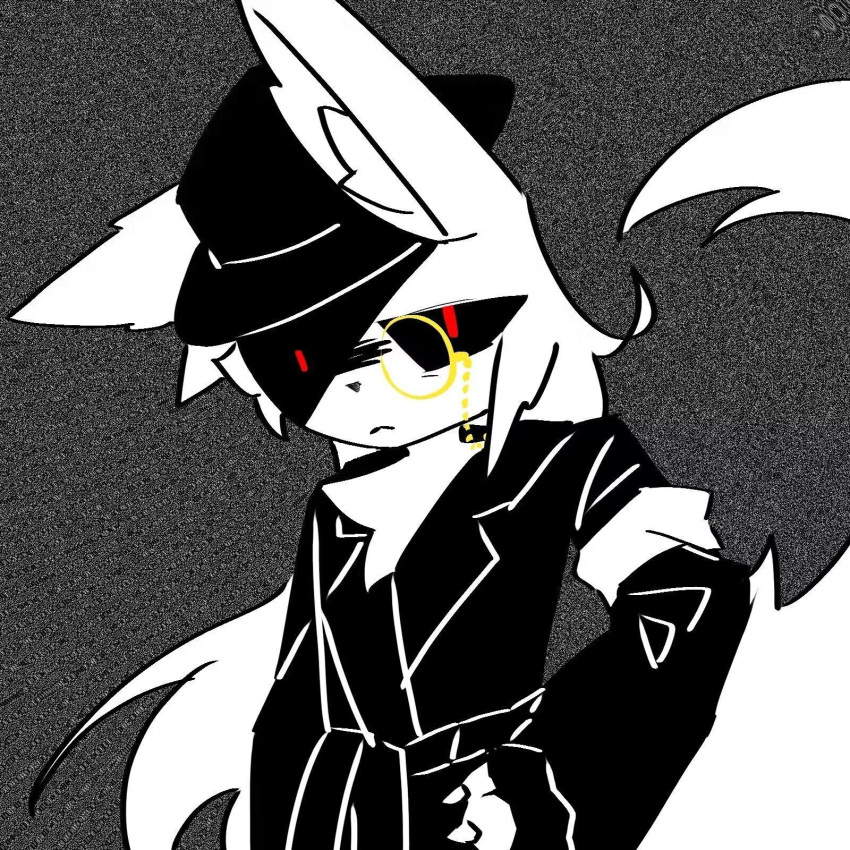 black_clothing black_coat black_hat black_headwear black_topwear clothing coat domestic_cat felid feline felis fur hair hat headgear headwear hi_res humanoid long_hair luoying male male/male mammal red_eyes safe_(disambiguation) solo tian8 topwear white_body white_fur white_hair