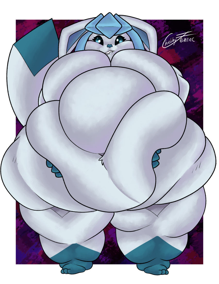 absurd_res anthro big_breasts big_butt breasts butt chubbyfennec eeveelution fat_anthro female generation_4_pokemon glaceon hi_res huge_breasts morbidly_obese morbidly_obese_anthro morbidly_obese_female nintendo obese obese_anthro obese_female overweight overweight_anthro overweight_female pokemon pokemon_(species) solo solo_focus