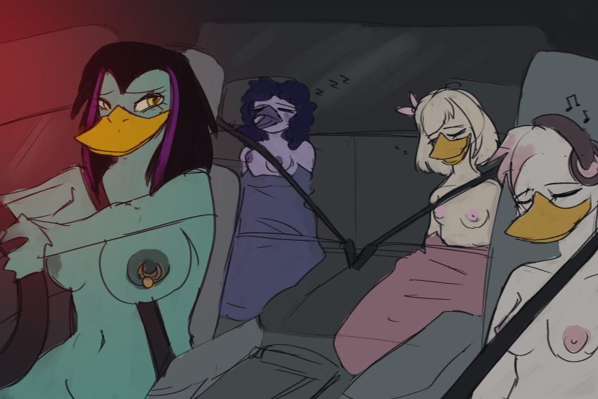 anatid anseriform anthro aunt_(lore) aunt_and_niece_(lore) avian bedding big_breasts bird black_hair blanket breasts car casual_nudity child daughter_(lore) diaxis disney driving driving_nude duck ducktales ducktales_(2017) female green_nipples group hair headphones hi_res highlights_(coloring) huge_breasts hummingbird lena_(ducktales) listening_to_music magica_de_spell mother_(lore) mother_and_child_(lore) mother_and_daughter_(lore) navel niece_(lore) night nipple_piercing nipple_ring nipples non-mammal_breasts non-mammal_nipples nude open_mouth parent_(lore) parent_and_child_(lore) parent_and_daughter_(lore) piercing pink_hair pink_nipples public public_nudity purple_highlights purple_nipples ring_piercing seatbelt sitting small_breasts snoring social_nudity stepdaughter_(lore) stepmother_(lore) stepmother_and_stepchild_(lore) stepmother_and_stepdaughter_(lore) stepparent_(lore) stepparent_and_stepchild_(lore) stepparent_and_stepdaughter_(lore) teenager vehicle violet_sabrewing webby_vanderquack white_hair wholesome young