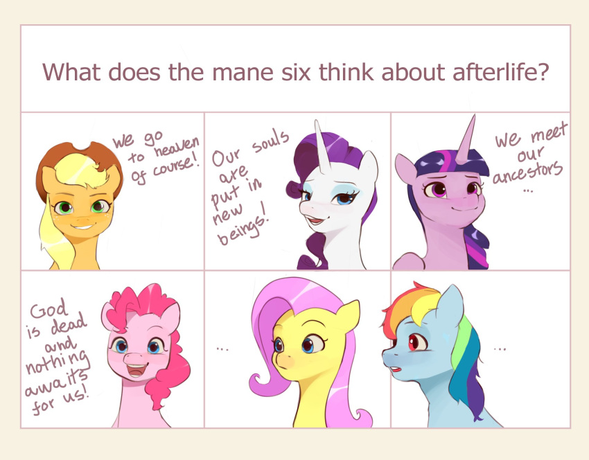 applejack_(mlp) clothing comic cowboy_hat english_text equid equine female feral fluttershy_(mlp) friendship_is_magic group hasbro hat headgear headwear hi_res horn looking_at_viewer mammal mane_six_(mlp) my_little_pony pascal571 pinkie_pie_(mlp) rainbow_dash_(mlp) rarity_(mlp) surprise text the_truth twilight_sparkle_(mlp) unicorn