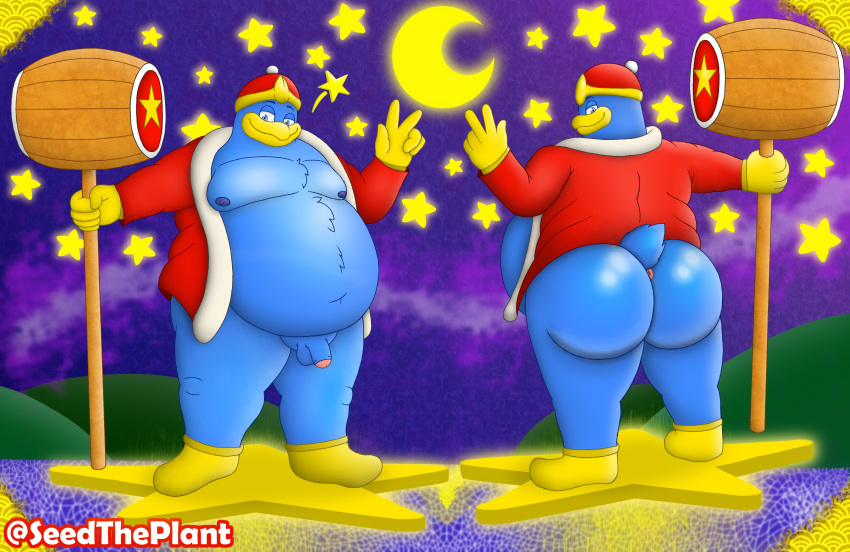 absurd_res anthro anus avian big_butt bird butt chubby_male duo hi_res king_dedede kirby_(series) male male/male nintendo seedtheplant_(artist) solo