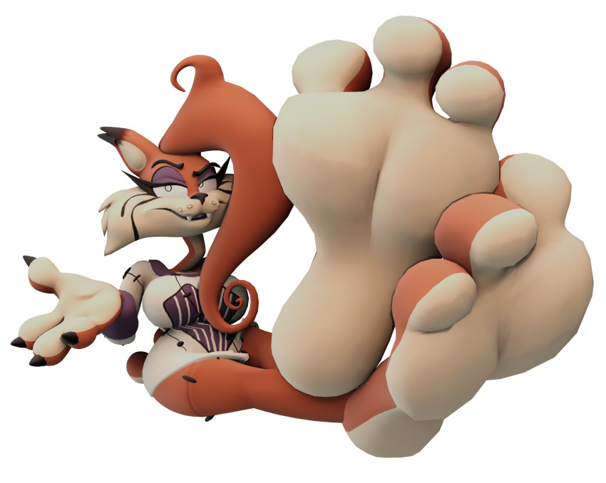 3_toes 3d_(artwork) 4_fingers anthro barefoot blender_(software) bobcat breasts clothing digital_media_(artwork) feet felid feline female female/female fingers foot_focus hi_res hindpaw lynx mammal paws soles solo spanky_bobcat toes zefeetsheet