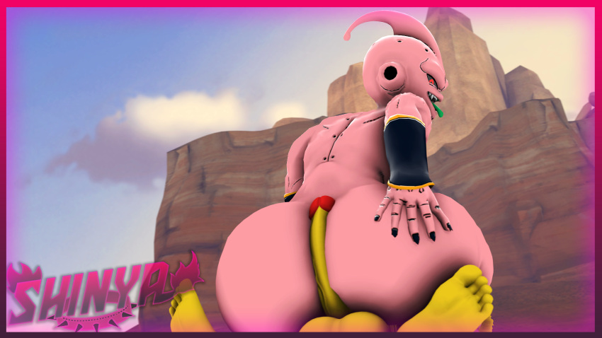 18+_adults_only_sign 3d_(artwork) babidi big_butt butt digital_media_(artwork) dragon_ball goo_creature hi_res humanoid majin majin_buu male male/male shinyagaia source_filmmaker thick_thighs