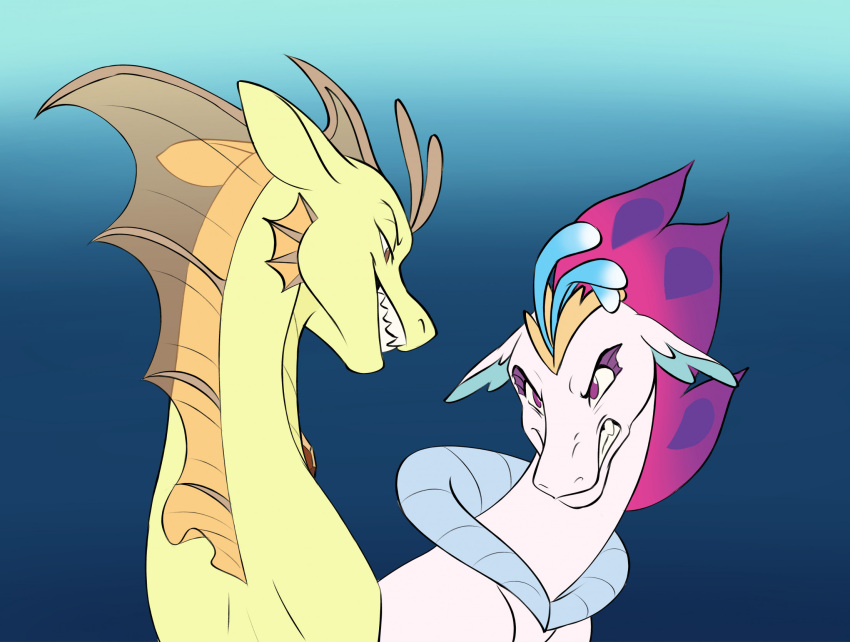 adagio_dazzle_(eg) clenched_teeth doodlemark equestria_girls fish friendship_is_magic hasbro hi_res marine my_little_pony my_little_pony:_the_movie_(2017) queen_novo_(mlp) seahorse sharp_teeth siren sketch-shepherd syngnathid syngnathiform teeth underwater water