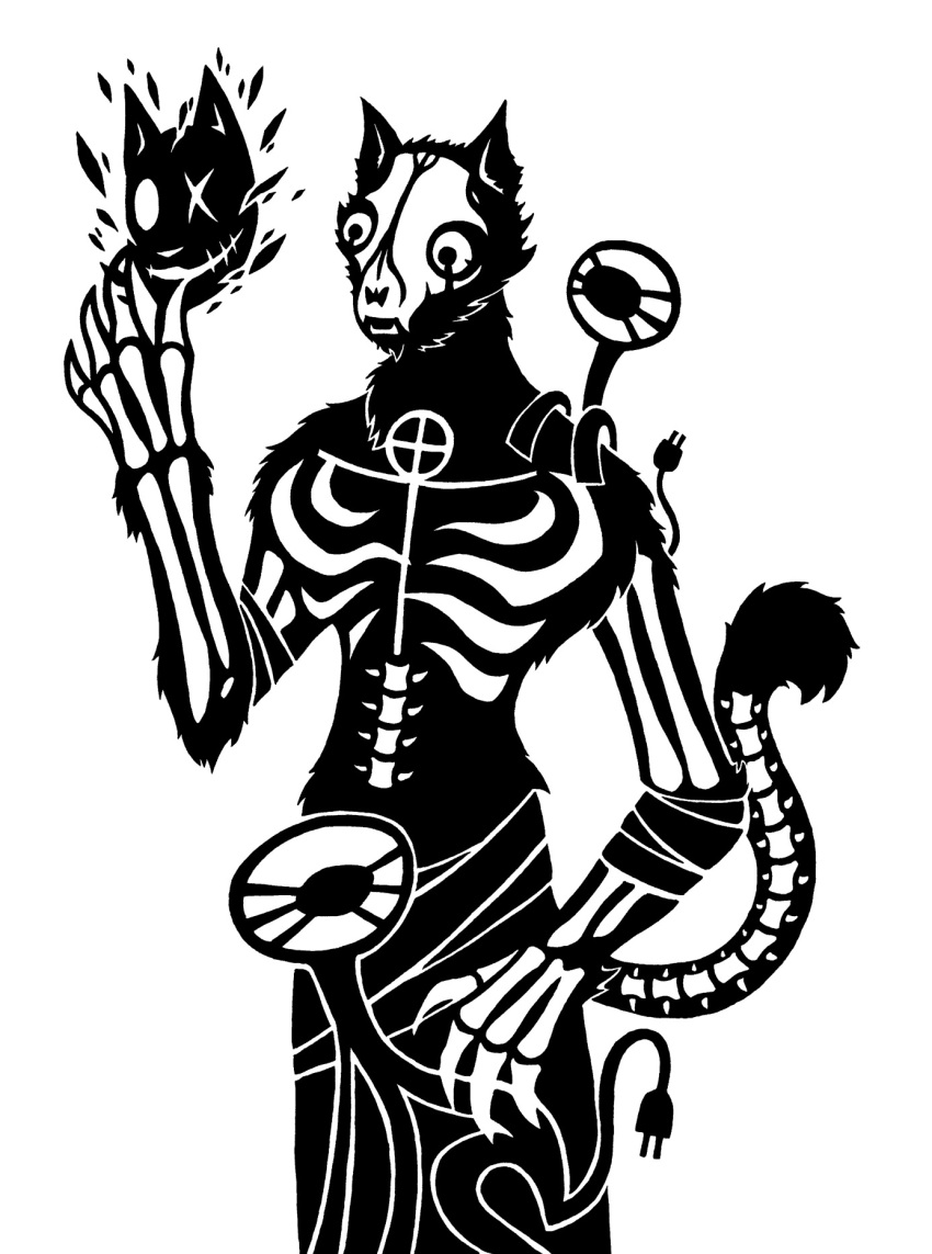 2014 4_claws 4_fingers ambiguous_gender animal_mask animated_skeleton anthro anthro_focus bandage bandage_only bandaged_arm bandaged_waist biped black_and_white bone carrying claws digital_drawing_(artwork) digital_media_(artwork) domestic_cat electrical_plug electrical_plug_tail fangs felid feline felis feral finger_claws fingers for_a_head fur group hi_res lamp male male_focus mammal mask monochrome naturally_censored nude nude_anthro nude_male object_head on_shoulder prick_ears quadruped rib_cage scp-1619-2 scp-1619-2-c scp-2999-b scp_foundation sewn_mouth simple_background skeleton skull skull_head solo_focus standing sunnyclockwork tail teeth trio undead vertebrae white_background
