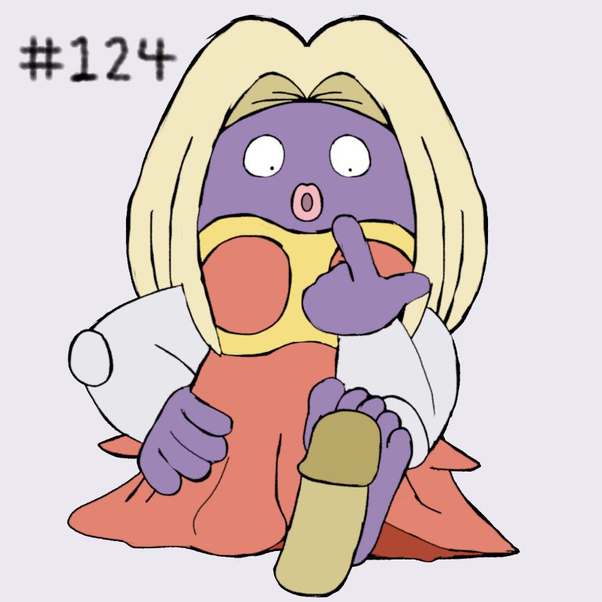 1:1 ambiguous_gender anthro blonde_hair digital_media_(artwork) feet foot_fetish foot_play footjob generation_1_pokemon genitals hair hashtag hi_res id_number jynx male nintendo number penis pokemon pokemon_(species) secretsableye sex simple_background text toes