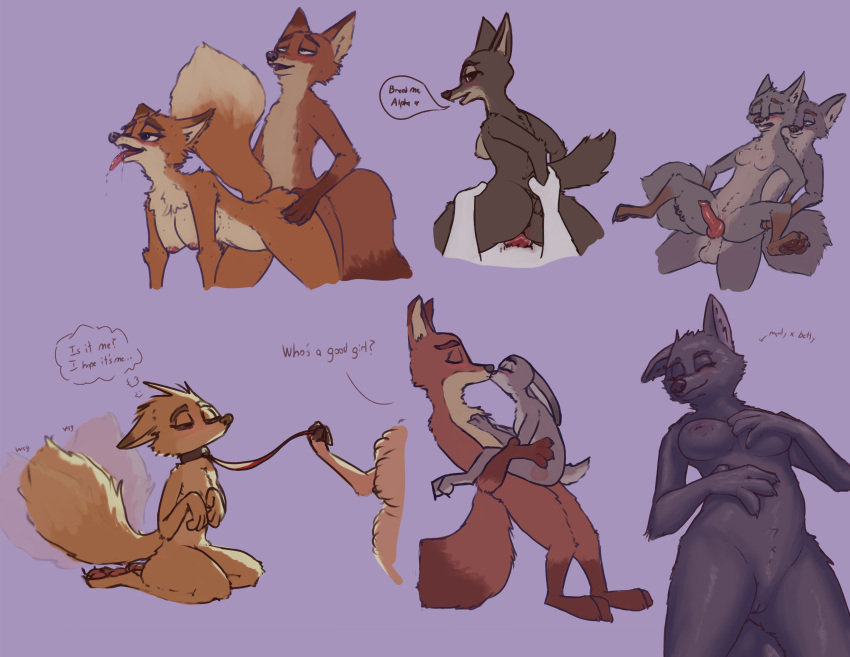 &lt;3 absurd_res al_(weaver) anthro avo_(weaver) bdsm begging betty_(weaver) blush bodily_fluids bound breasts canid canine canis charlie_(weaver) collar dialogue disney drooling famished_(artist) female fox genitals grey_fox group hamilton_(famished) hi_res incest_(lore) judy_hopps kissing knot lagomorph leash leporid male male/male mammal mrs._wilde nick_wilde nude pack_street penis praise rabbit saliva tail tail_motion tailwag text thought_bubble tongue tongue_out urocyon wolf zootopia