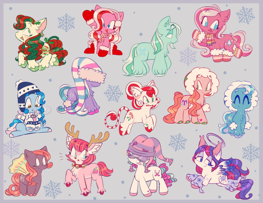 ambiguous_gender angel antlers candy_cane_(g3) chibi chill_breeze christmas clothing cutie_mark deer earth_pony equid equine eyewear feathered_wings feathers feral flurry_(mlp) flutter_pony_(mlp) goggles group hair halo handwear hasbro hat headgear headwear hi_res holidays hood hooves horn horse ice_crystal inner_ear_fluff insect_wings lepidopteran_wings mammal marshmellow_coco merry_treat mittens mittens_(g3) mlp_g1 mlp_g3 multicolored_hair multicolored_tail my_little_pony pegasus pony scarf sidruni snow_glo snowel snowflake snowflake_(g3) tail tail_tuft toboggan_(mlp) tuft wings winter winter_wishes
