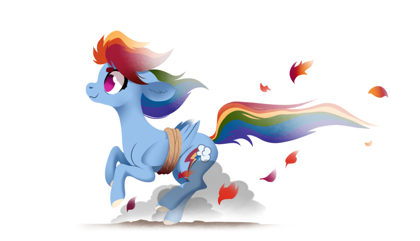 28gooddays blue_body blue_fur cutie_mark dust_cloud equid equine friendship_is_magic fur hair hasbro hi_res leaf mammal multicolored_hair multicolored_tail my_little_pony pegasus purple_eyes rainbow_dash_(mlp) rainbow_hair rainbow_tail simple_background tail white_background wings wings_tied