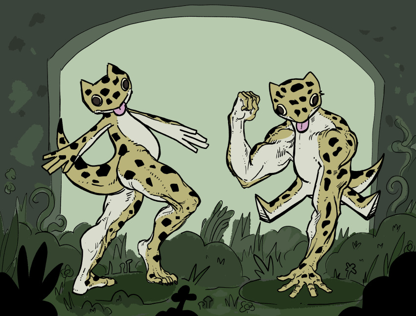 4_fingers 5_fingers 5_toes absurd_res ambiguous_gender anthro black_body black_scales derp_eyes duo eublepharid feet fingers gecko geckobold hi_res kobold leopard_gecko lizard muscular muscular_ambiguous muscular_arms muscular_legs muscular_thighs nsfuwu4 reptile scales scalie tail thick_tail toes tongue tongue_out white_body white_scales yellow_body yellow_scales