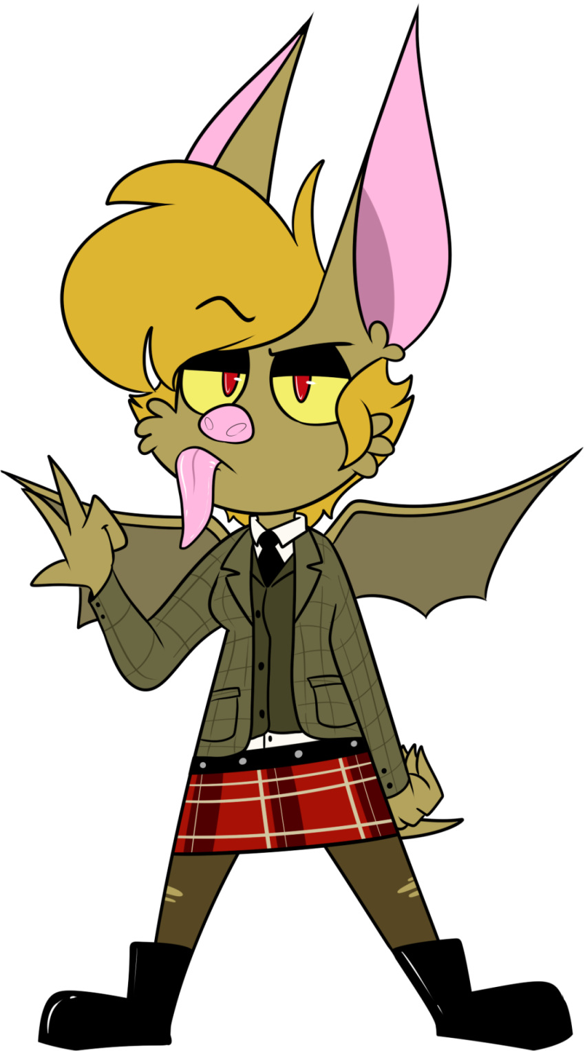 2016 alpha_channel anthro bat bat_ears biped black_boots black_clothing black_eyebrows black_eyeshadow black_footwear black_necktie blonde_hair boots bottomwear breasts brown_body brown_clothing brown_ears brown_fur brown_jacket brown_legwear brown_membrane brown_tail brown_topwear brown_tuft brown_vest brown_wings chokovit_(artist) clothed clothed_anthro clothed_female clothing colored digital_drawing_(artwork) digital_media_(artwork) eyebrow_through_hair eyebrows eyeshadow female female_anthro fingers footwear front_view full-length_portrait fur furgonomic_topwear furgonomics gesture glistening glistening_eyes glistening_tongue hair half-closed_eyes hi_res jacket leaf-nosed_bat legwear long_tongue looking_at_viewer madeline_bloodworth makeup mammal membrane_(anatomy) microbat narrowed_eyes necktie no_pupils open_clothing open_jacket open_topwear pattern_bottomwear pattern_clothing pattern_jacket pattern_skirt pattern_topwear pink_inner_ears pink_nose pink_tongue plaid plaid_bottomwear plaid_clothing plaid_skirt portrait raised_eyebrow red_bottomwear red_clothing red_eyes red_skirt shirt simple_background skirt solo spread_wings standing tail tail_under_skirt tongue topwear torn_clothing torn_legwear translucent translucent_hair transparent_background v_sign vampire_bat vest white_clothing white_shirt white_topwear wide_stance wings yangochiropteran yellow_sclera