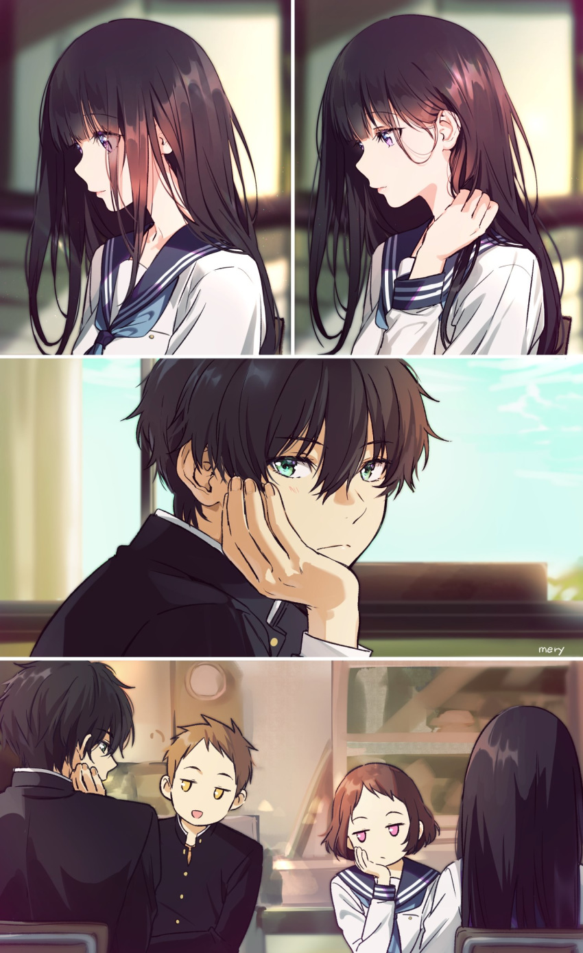 chitanda_eru fukube_satoshi hyouka ibara_mayaka mery oreki_houtarou seifuku