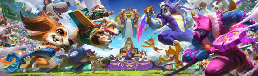 animal animal_ears cat cat_ears corki dog katarina_du_couteau kindred kitty_cat_katarina lamb_(league_of_legends) league_of_legends multiple_boys multiple_girls neeko_(league_of_legends) official_art red_hair rengar wolf_(league_of_legends)