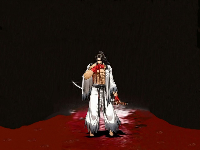 black blood haoumaru long_hair male_focus samurai_spirits solo spirits sword weapon