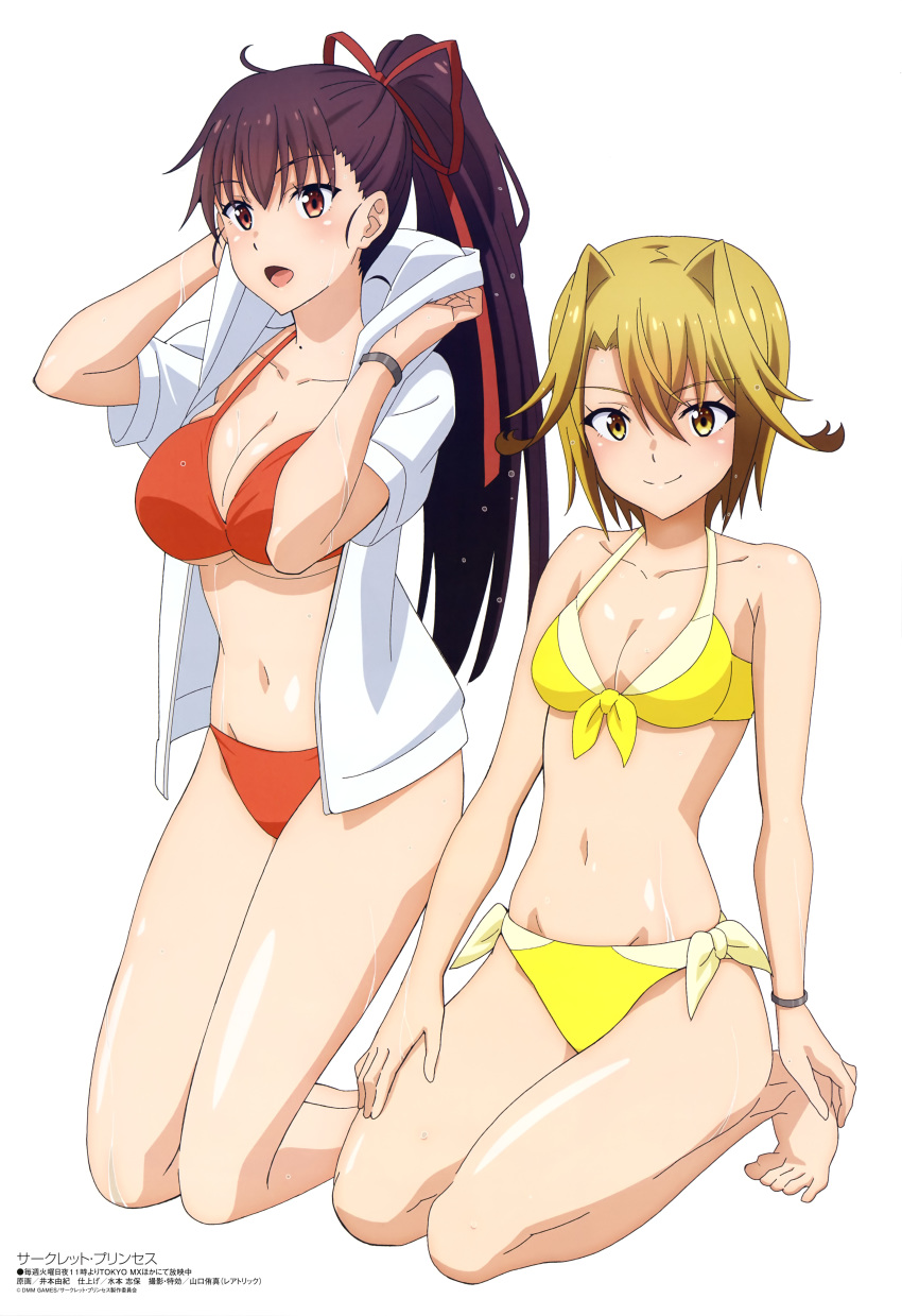 bikini circlet_princess kasahara_miyuki kuroda_reina swimsuits wet