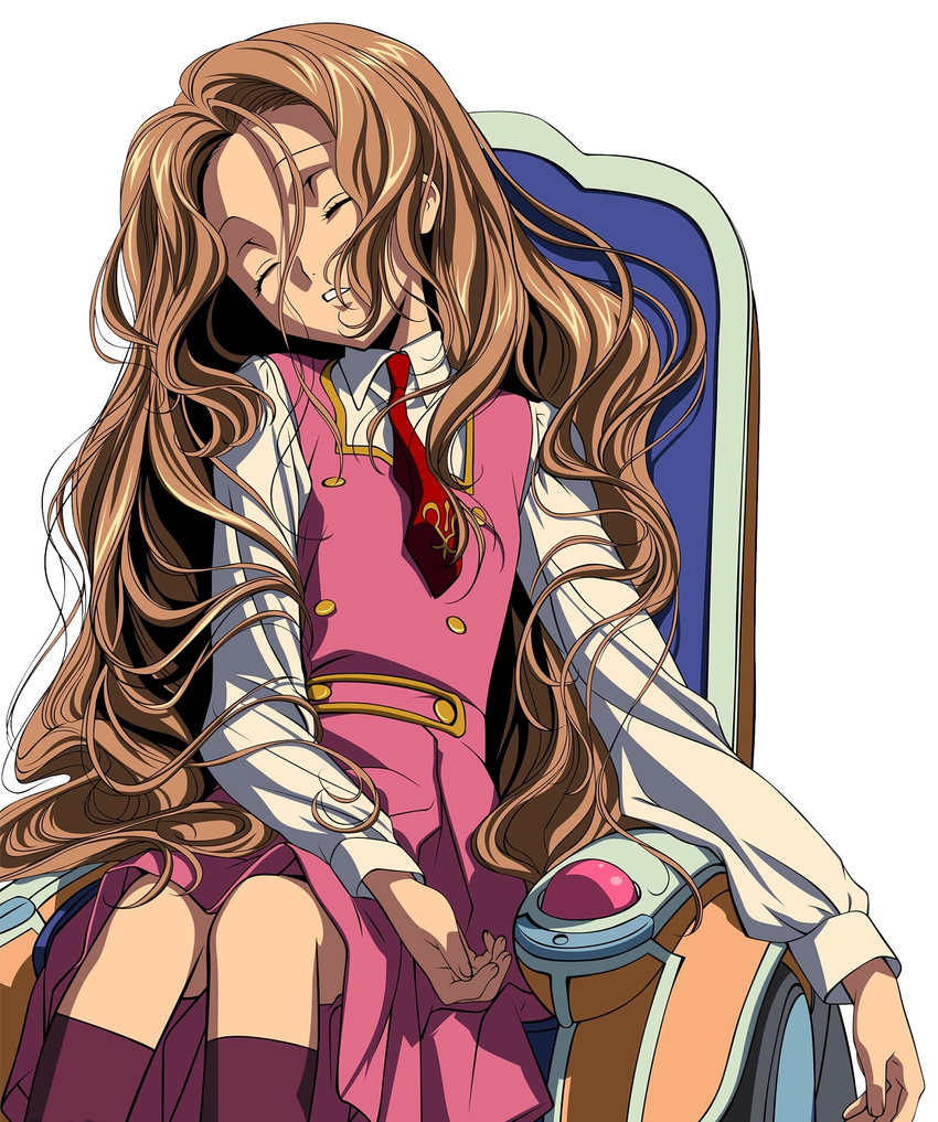 blind brown_hair code_geass highres long_hair non-web_source nunnally_lamperouge official_art sitting solo