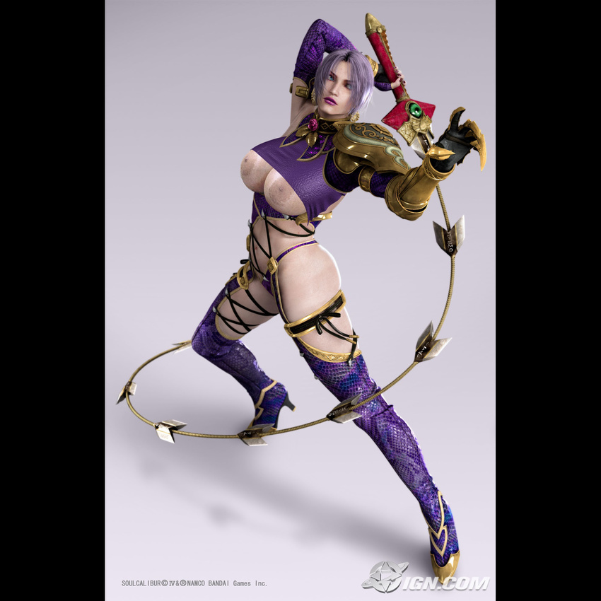 1girl 3d breasts female highres huge_breasts isabella_valentine ivy photoshop short_hair solo soul_calibur soul_calibur_iv soulcalibur_iv sword weapon