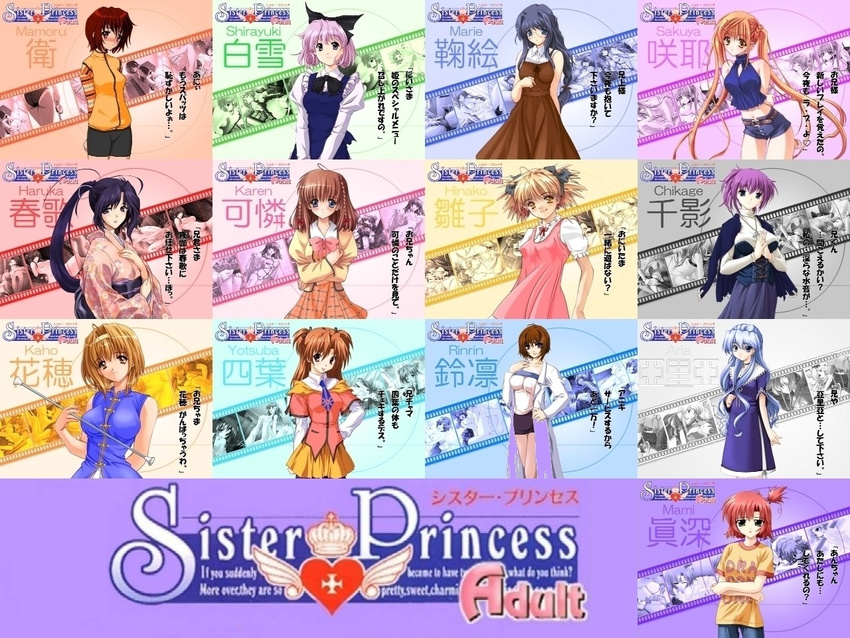 aria_(sister_princess) chikage_(sister_princess) collage haruka_(sister_princess) hinako_(sister_princess) kaho_(sister_princess) karen_(sister_princess) mamoru_(sister_princess) marie_(sister_princess) multiple_girls pantyhose rinrin_(sister_princess) sakuya_(sister_princess) shirayuki_(sister_princess) sister_princess sister_princess_adult third-party_edit yotsuba_(sister_princess)