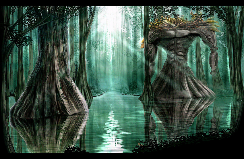 bad_id bad_pixiv_id blastbeat forest letterboxed male_focus nature solo toguro_otouto tree water yuu_yuu_hakusho