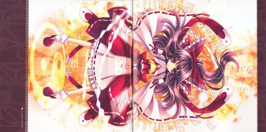 1girl absurdres bow brown_hair detached_sleeves female hair_bow hakurei_reimu highres japanese_clothes miko red_eyes solo touhou