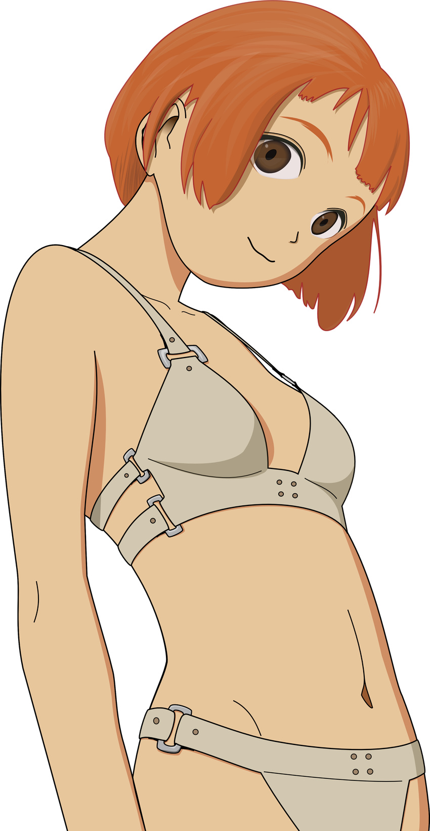 absurdres bob_cut bra brown_eyes highres last_exile lavie_head lingerie panties red_hair short_hair solo transparent_background underwear underwear_only vector_trace