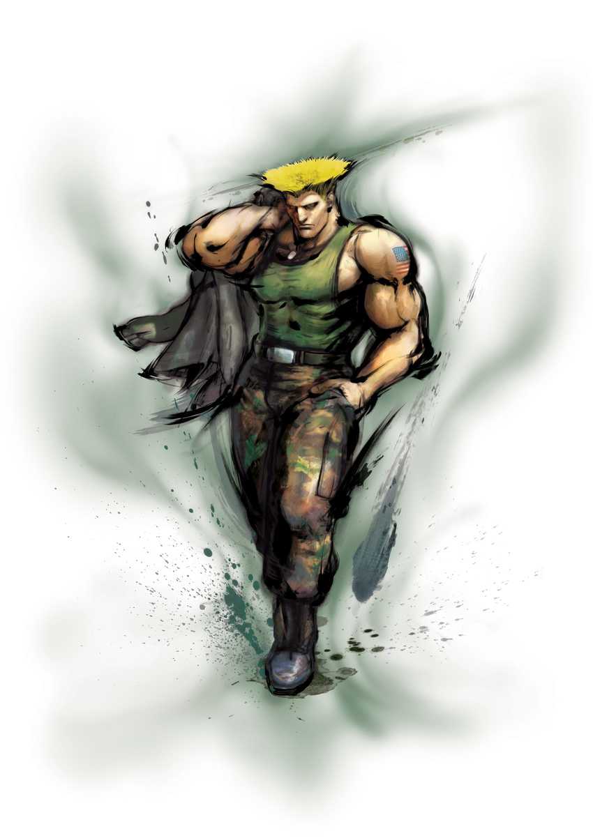 absurdres american_flag flag guile highres ikeno_daigo male_focus official_art solo street_fighter street_fighter_iv_(series) tattoo