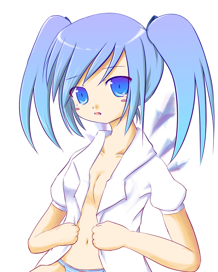 alternate_hairstyle blue_hair cirno highres shirt solo tears touhou transparent_background twintails yamasaki_tomoya