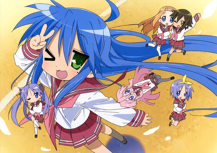 hiiragi_kagami hiiragi_tsukasa horiguchi_yukiko izumi_konata kusakabe_misao lucky_star megane pantyhose seifuku takara_miyuki