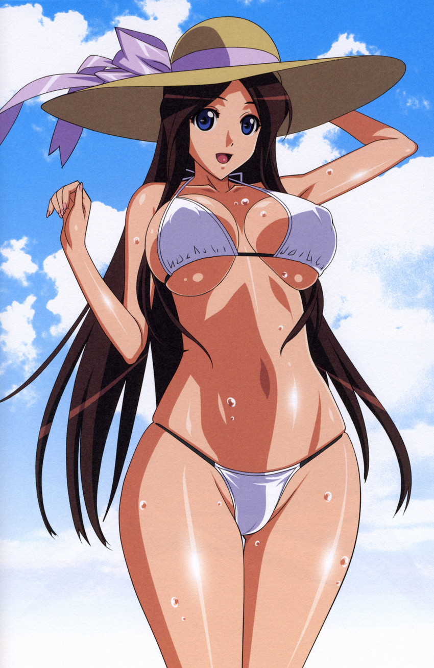 absurdres bikini brown_hair cameltoe highres hiyorimi_sawawa kaibutsu_oujo kuroda_kazuya scan swimsuit