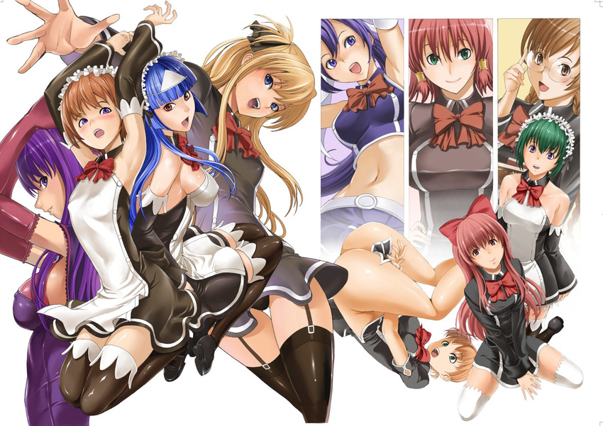 6+girls aloe_(quiz_magic_academy) alternate_hair_color blonde_hair blue_eyes blue_hair blush brown_eyes brown_hair clala commentary_request crossdressing everyone glasses green_eyes green_hair hakaba_(dairiseki) long_hair maid malariya multiple_girls open_mouth otoko_no_ko panties purple_eyes purple_hair quiz_magic_academy red_eyes red_hair ribbon riel ruquia satsuki_(quiz_magic_academy) school_uniform shalon short_hair thighhighs triangular_headpiece underwear yang_yang yuri_(quiz_magic_academy) yuu_(quiz_magic_academy)