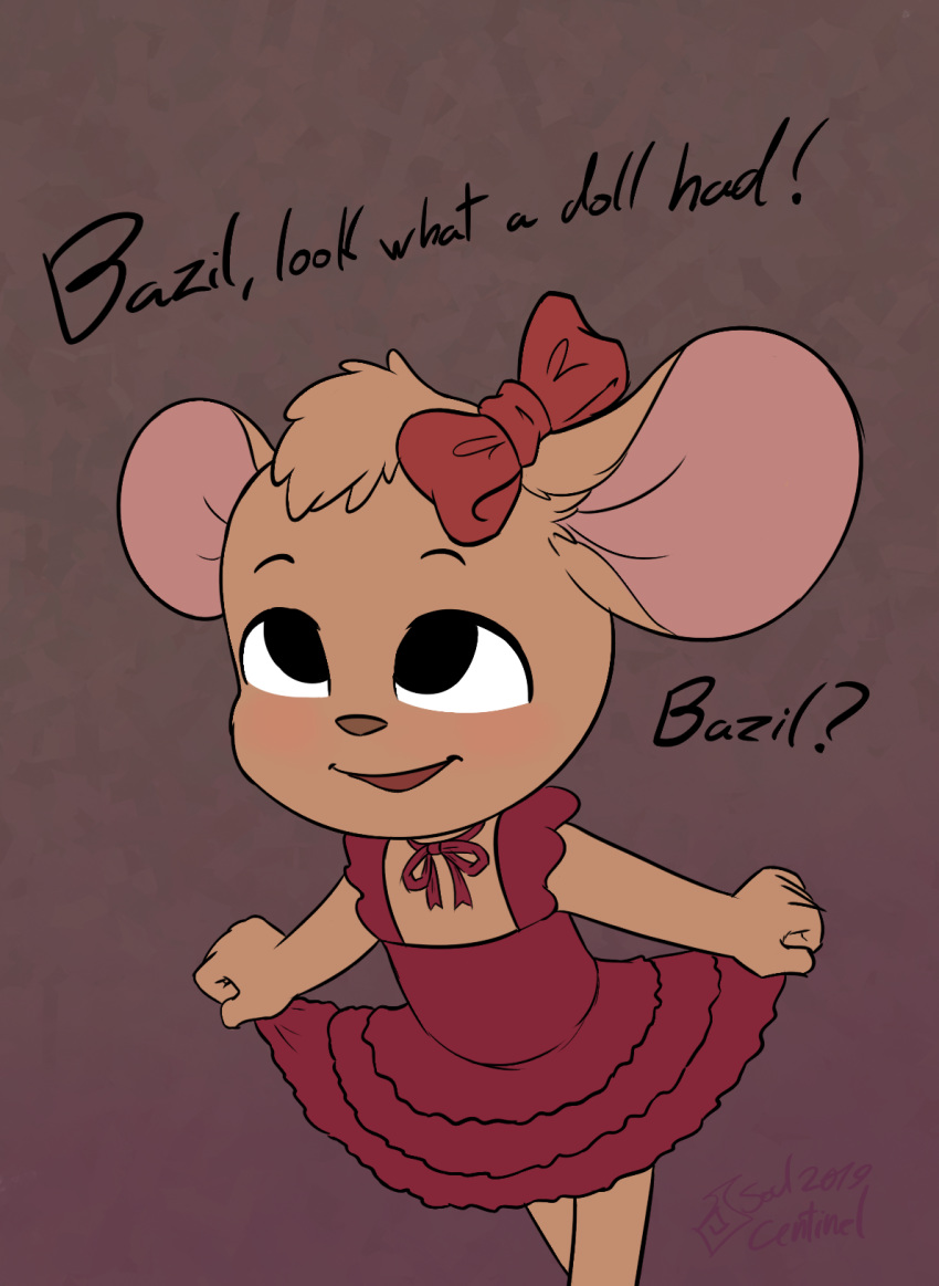 anthro clothing cub disney dress english_text female mammal mouse olivia_flaversham ribbons rodent soulcentinel text the_great_mouse_detective young