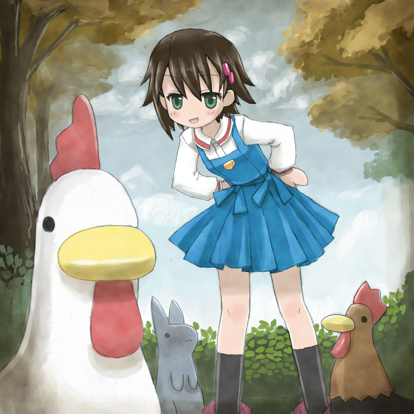 animal bird brown_hair bunny chicken highres isurugi_noe jibeta raigomaru short_hair true_tears zakone