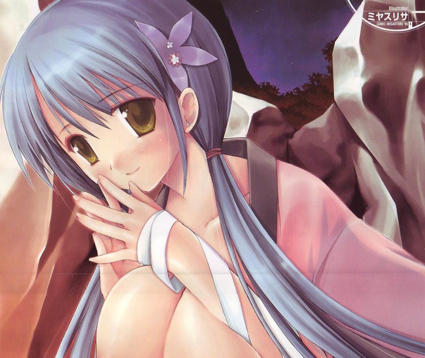 blue_hair breasts copyright_request large_breasts long_hair miyasu_risa solo