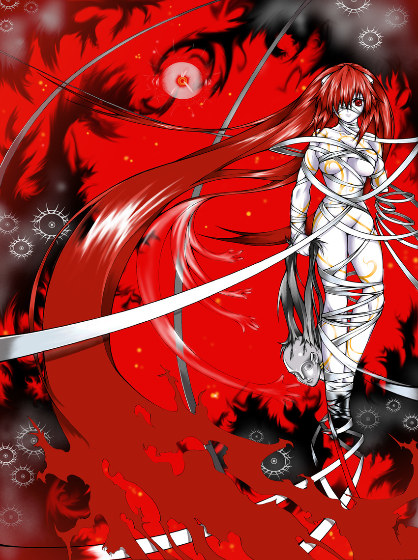 blood elfen_lied fanart highres kaede_(character) long_hair lucy red_eyes red_hair