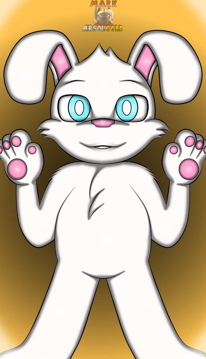 absurd_res animal_humanoid anthro blue_eyes fur hair hi_res humanoid lagomorph lagomorph_humanoid leporid leporid_humanoid male mammal mammal_humanoid markabsolgold panejito pink_body pink_skin rabbit rabbit_ears rabbit_humanoid solo white_body white_fur white_hair