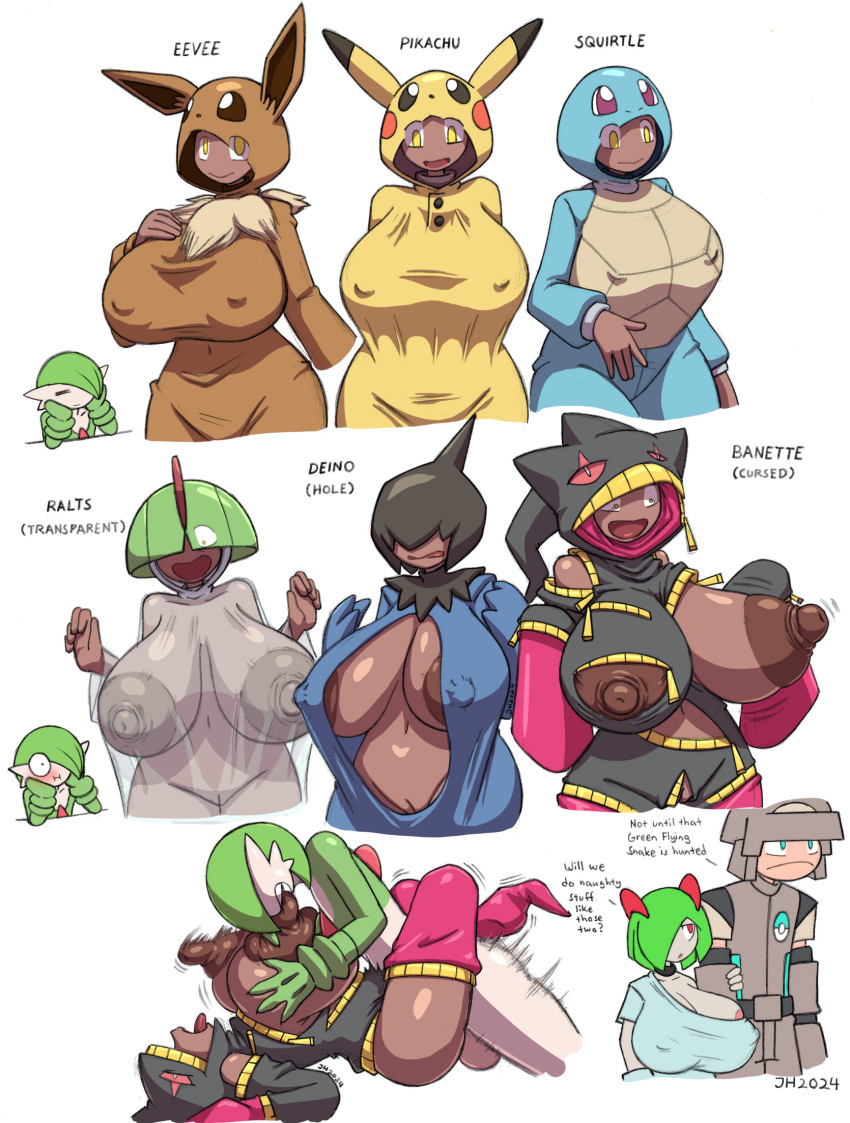 anthro big_breasts bite breast_bite breast_play breasts clothing dale_(mykiio) duo emily_valia female gardevoir generation_3_pokemon group hi_res huge_breasts human humanoid iron_boy kirlia kiwi_(mutantnight) male male/female mammal mutantnight mykiio nintendo pajamas penetration pokemon pokemon_(species) sex solo vaginal vaginal_penetration