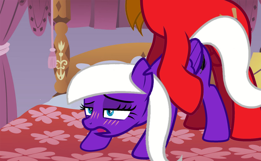 anal bed blush duo equid equine female from_behind_position furniture hair hi_res horse male male/female mammal mounting mythological_creature mythological_equine mythology pegasus pony purple_body raven_falls_(pony) ravenfalls(artist) red_craft_(pony) sex white_hair wings