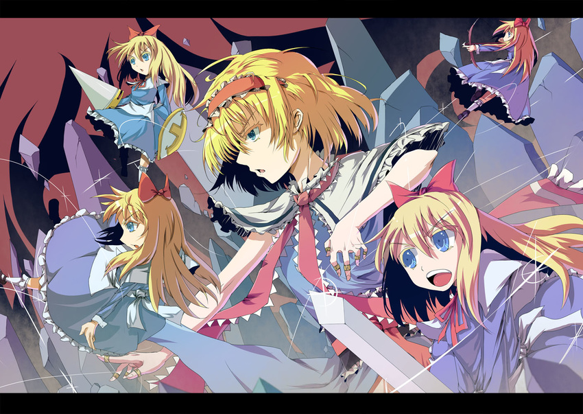 alice_margatroid bad_id bad_pixiv_id blonde_hair blue_eyes doll hairband lance letterboxed long_hair polearm shanghai_doll shield short_hair solo stoner08 touhou weapon