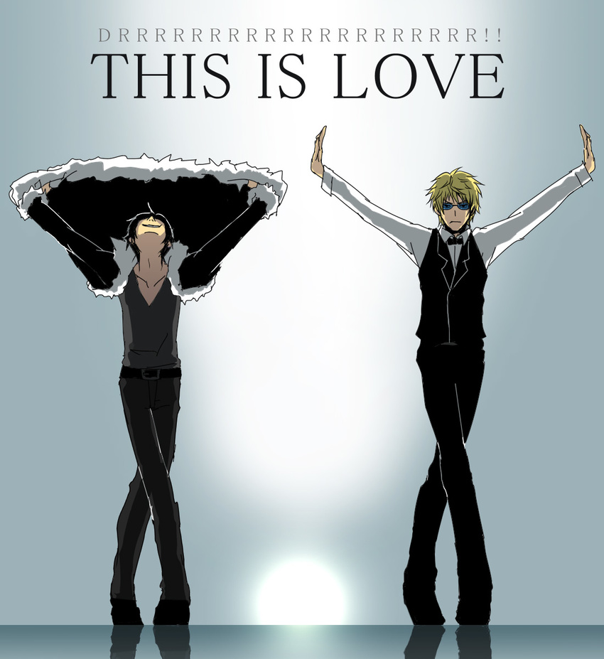 crossover durarara!! heiwajima_shizuo highres michael_jackson multiple_boys orihara_izaya parody this_is_it