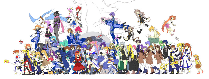 6+girls absolutely_everyone agito_(nanoha) ahoge alto_krauetta amy_limiette animal_ears arf arisa_bannings asymmetrical_legwear bardiche bat_wings belt black_hair blonde_hair blue_bodysuit blue_hair bodysuit book boots bow brown_hair buckle cape carim_gracia caro_ru_lushe cat_ears cat_tail chrono_harlaown cinque_(nanoha) closed_eyes coat cross deed_(nanoha) dieci_(nanoha) dragon dress dual_persona due_(nanoha) erio_mondial everyone eyepatch facial_mark familiar fate_testarossa ferret fingerless_gloves forehead_jewel forehead_mark formal friedrich gadget_drone gauntlets ginga_nakajima glasses gloves graf_eisen green_hair grey_hair griffith_lowran hair_intakes hair_ribbon hairband hammer hat headband highres inline_skates jacket jail_scaglietti jet_edge lety_lowran levantine lieze_aria lieze_lotte lindy_harlaown long_hair lutecia_alpine lyrical_nanoha mach_caliber magic_circle magical_boy magical_girl mahou_shoujo_lyrical_nanoha mahou_shoujo_lyrical_nanoha_a's mahou_shoujo_lyrical_nanoha_strikers midriff military military_uniform minigirl mother_and_son multiple_boys multiple_girls necktie nove_(nanoha) numbers'_uniform numbers_(nanoha) open_clothes open_jacket open_vest orange_hair otto_(nanoha) pantyhose parody pink_hair polearm ponytail precia_testarossa purple_hair quattro_(nanoha) raising_heart red_bow red_hair reinforce reinforce_zwei revolver_knuckle ribbon roller_skates running s2u schach_nouera schwertkreuz sein_(nanoha) sette_(nanoha) shamal shario_finieno short_hair siblings signum silver_hair single_fingerless_glove single_gauntlet single_thighhigh sisters skates skirt spear staff strada subaru_nakajima suit tail takamachi_nanoha teana_lanster thighhighs time_paradox tre_(nanoha) trench_coat tsab_executive_military_uniform tsab_ground_military_uniform tsab_naval_military_uniform tsukimura_suzuka twins twintails uniform uno_(nanoha) vallenxgp verossa_acous very_long_hair vest vice_granscenic vita vivio waist_cape weapon wendi_(nanoha) white_legwear wings wolf wolf_ears wolf_tail yagami_hayate yuuno_scrya zafira zest_grangeitz