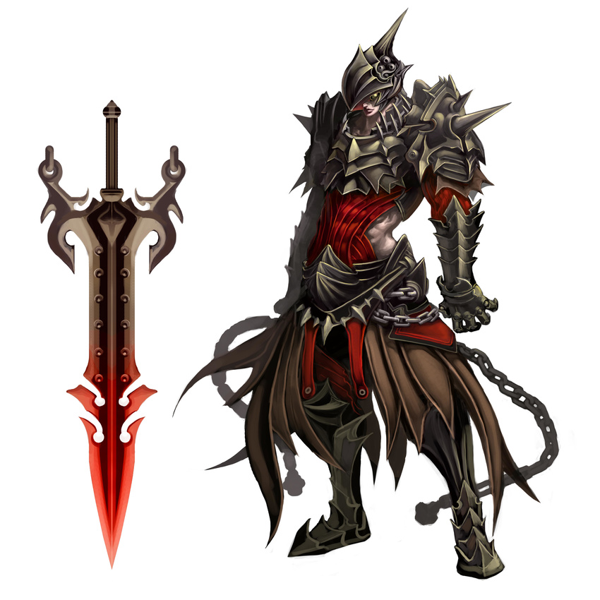 absurdres armor atlantica_online chains exorcist helmet highres sword weapon