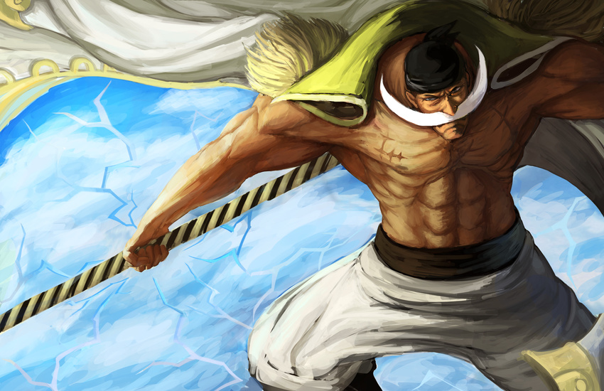 abs cape edward_newgate facial_hair hat jepps male_focus manly muscle mustache one_piece shirtless