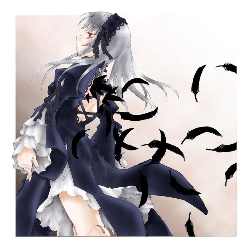 doll_joints highres kakashichi long_hair long_sleeves pink_eyes rozen_maiden silver_hair solo suigintou